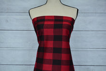 Load image into Gallery viewer, SHANE--JACQUARD DOUBLE KNIT--RED/BLACK BUFFALO PLAID