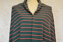 Load image into Gallery viewer, MICHELE--FRENCH TERRY--HUNTER GREEN WITH CORAL AND BROWN STRIPES